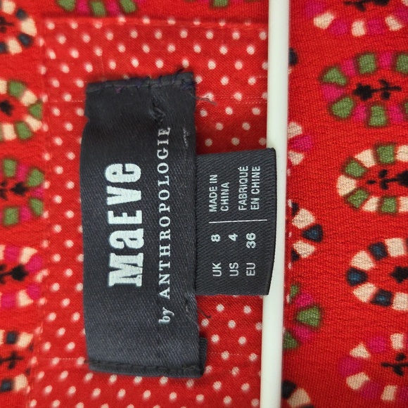 Anthropologie Maeve Daisy Red Patterned Shirt Dress - Picture 5 of 9